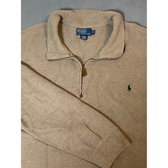 Polo Ralph Lauren Other - Polo Ralph Lauren Mens 4XB Big Tan Cotton Quarter Zip Pullover Vintage Sweater